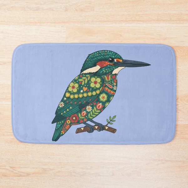 Item preview, Floral Green Kingfisher – Scandinavian Folk Art by heidiannemorris © designed and sold by FOLK ART FUSION by heidiannemorris.