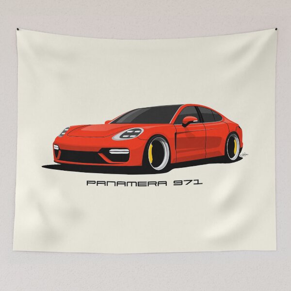 Item preview, Red 971 Panamera illustration designed and sold by blackdogshop.