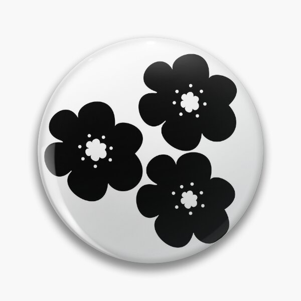Item preview, 60's 70's Retro Scandinavian Flowers Black Flowers White Background designed and sold by MellowCat.