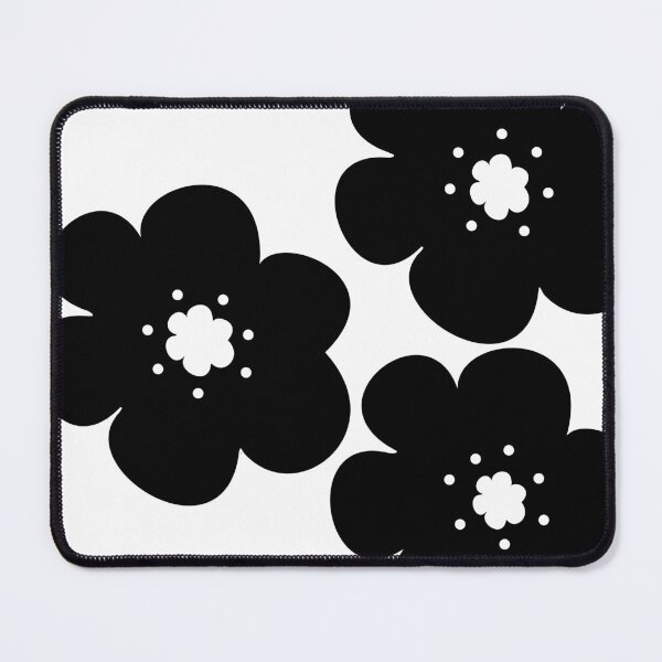 Item preview, 60's 70's Retro Scandinavian Flowers Black Flowers White Background designed and sold by MellowCat.