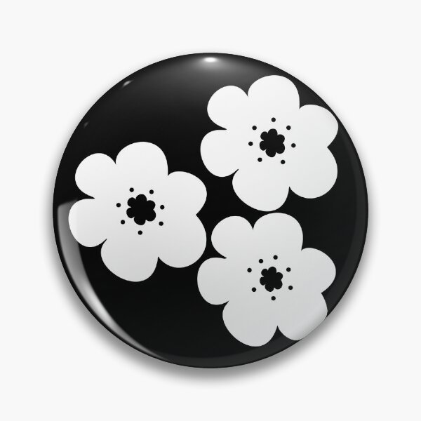 Item preview, 60's 70's Retro Scandinavian Flowers White Flowers Black Background designed and sold by MellowCat.