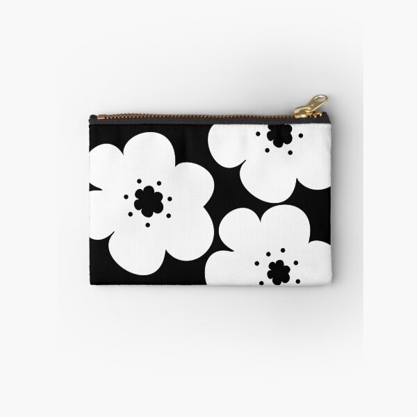 Item preview, 60's 70's Retro Scandinavian Flowers White Flowers Black Background designed and sold by MellowCat.
