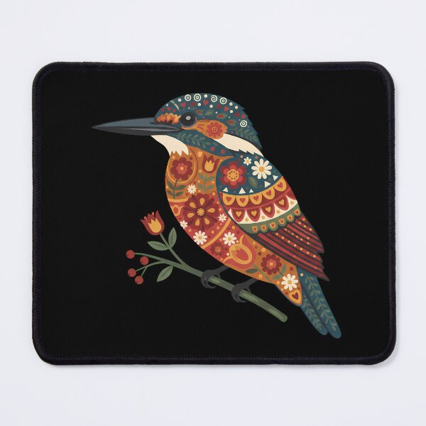 Item preview, Warm Autumn Kingfisher – Scandinavian Folk Art by heidiannemorris © designed and sold by FOLK ART FUSION by heidiannemorris.