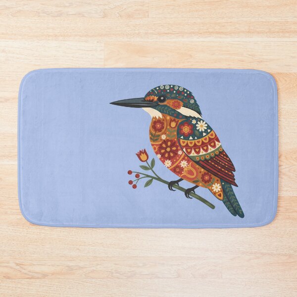 Item preview, Warm Autumn Kingfisher – Scandinavian Folk Art by heidiannemorris © designed and sold by FOLK ART FUSION by heidiannemorris.