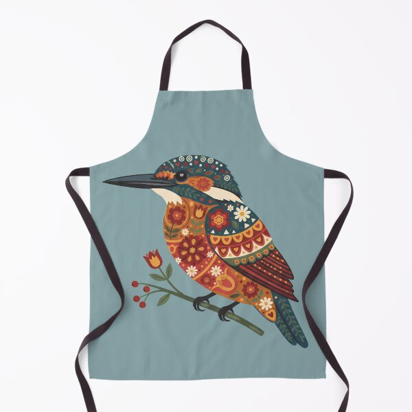 Item preview, Warm Autumn Kingfisher – Scandinavian Folk Art by heidiannemorris © designed and sold by FOLK ART FUSION by heidiannemorris.