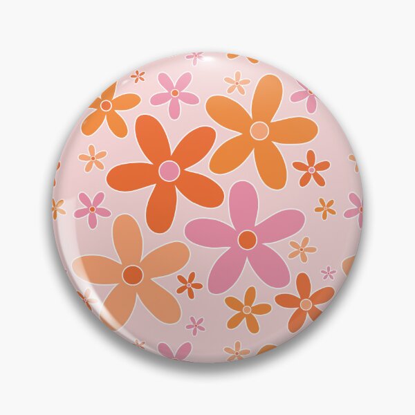 Item preview, Groovy Retro 60's Hippie Flowers in Orange and Pink designed and sold by MellowCat.