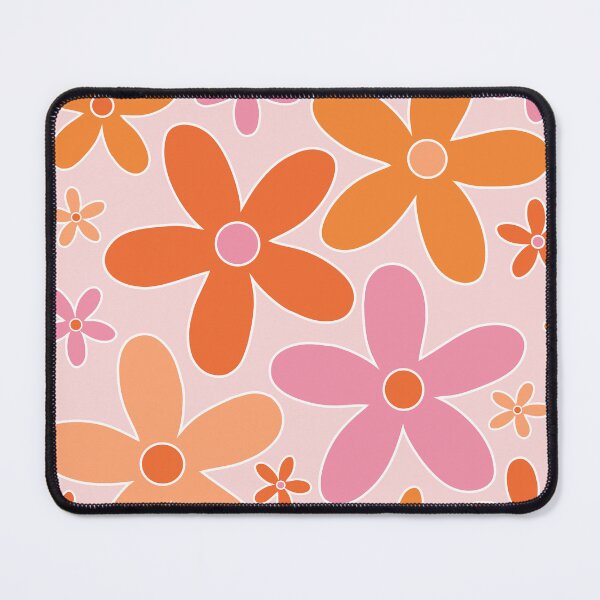 Item preview, Groovy Retro 60's Hippie Flowers in Orange and Pink designed and sold by MellowCat.