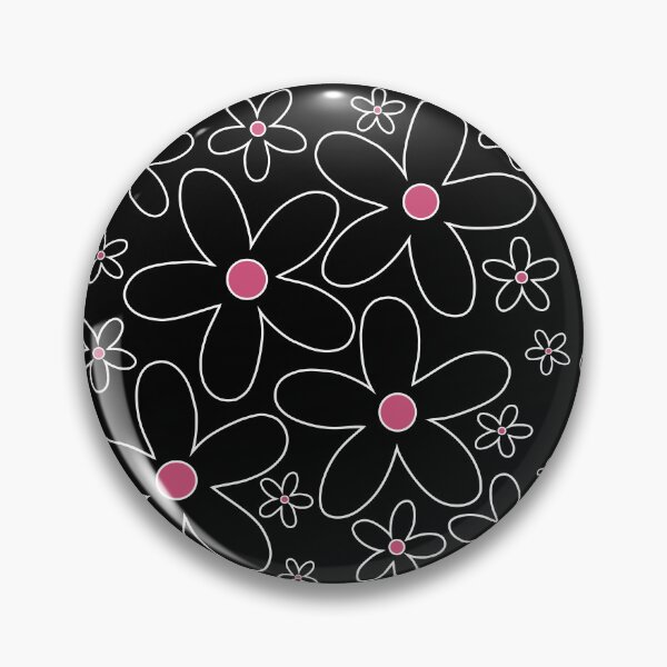 Item preview, Groovy Retro 60's Hippie Flowers Black and White Pink Centers designed and sold by MellowCat.