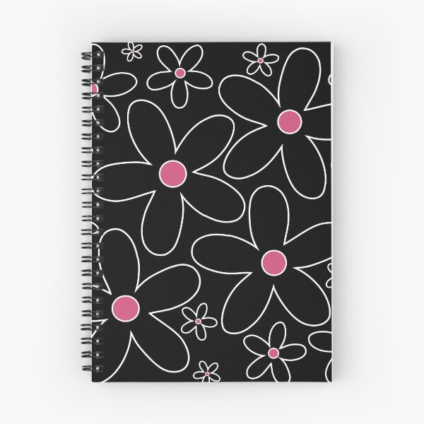 Item preview, Groovy Retro 60's Hippie Flowers Black and White Pink Centers designed and sold by MellowCat.