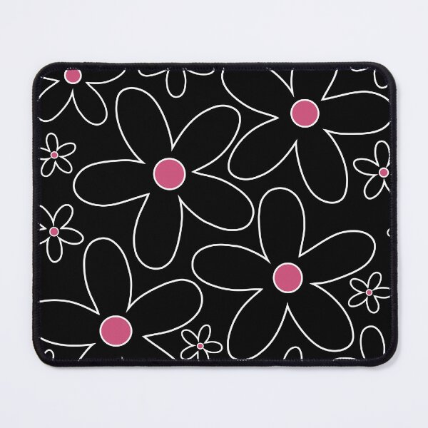 Item preview, Groovy Retro 60's Hippie Flowers Black and White Pink Centers designed and sold by MellowCat.