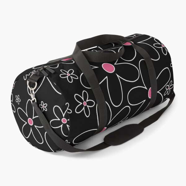 Item preview, Groovy Retro 60's Hippie Flowers Black and White Pink Centers designed and sold by MellowCat.