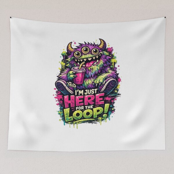 Item preview, I’m Just Here for the Loop! – Three-Eyed Neon Monster designed and sold by Tinosshop.