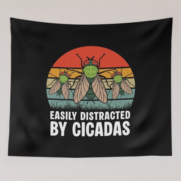 Item preview, Easily Distracted By Cicadas Vintage Retro Sunset Entomology designed and sold by Dmetalx Art Apparel.