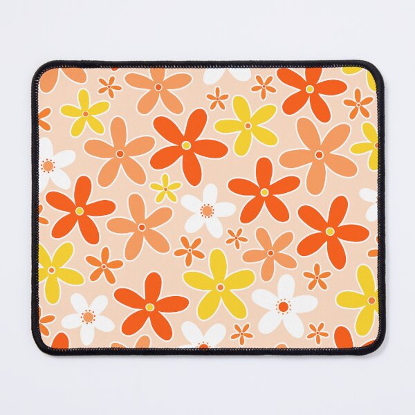 Item preview, 60's 70's Vintage Flowers in Orange, Yellow and White designed and sold by MellowCat.