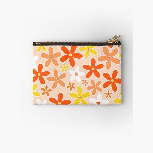 Item preview, 60's 70's Vintage Flowers in Orange, Yellow and White designed and sold by MellowCat.