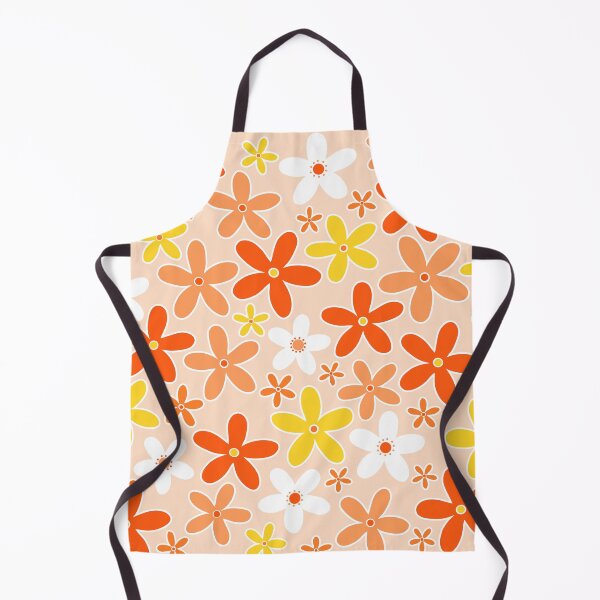 Item preview, 60's 70's Vintage Flowers in Orange, Yellow and White designed and sold by MellowCat.