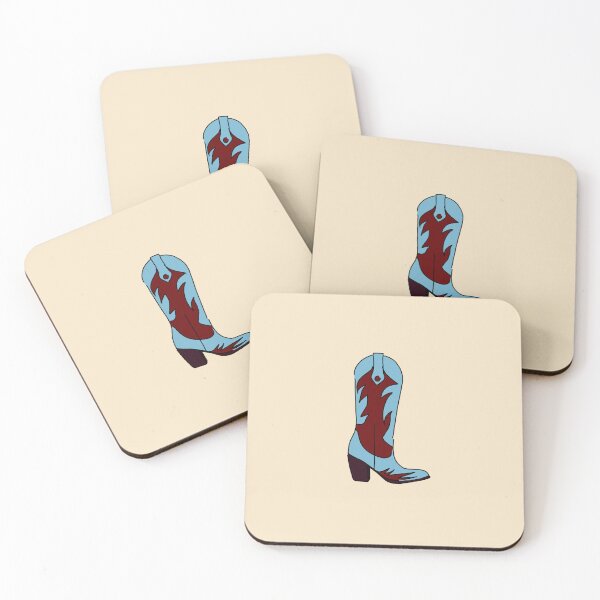 Item preview, Cowgirl Boots Artwork in light blue and dark red – Western Aesthetic Cowboy Boot Art designed and sold by Rosadraws.