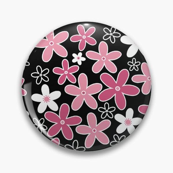 Item preview, 60's, 70's Vintage Flowers in Pink, Black and White designed and sold by MellowCat.