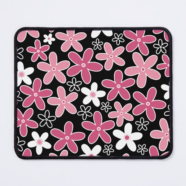 Item preview, 60's, 70's Vintage Flowers in Pink, Black and White designed and sold by MellowCat.