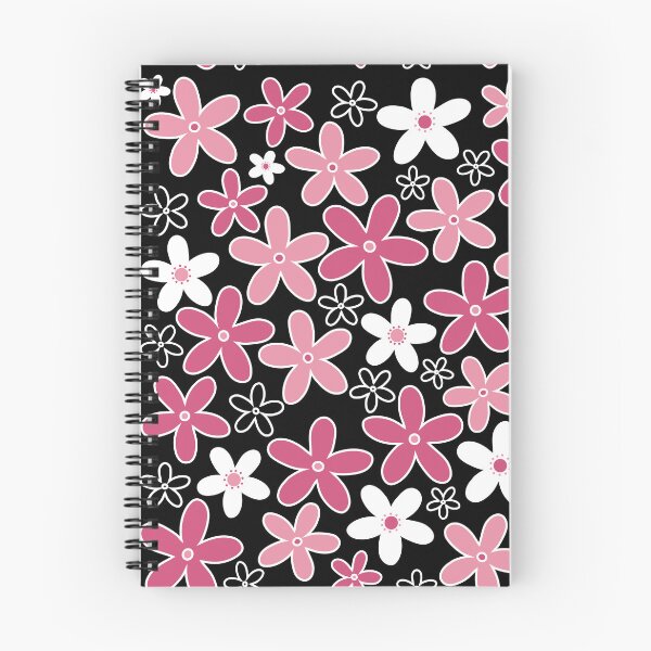 Item preview, 60's, 70's Vintage Flowers in Pink, Black and White designed and sold by MellowCat.