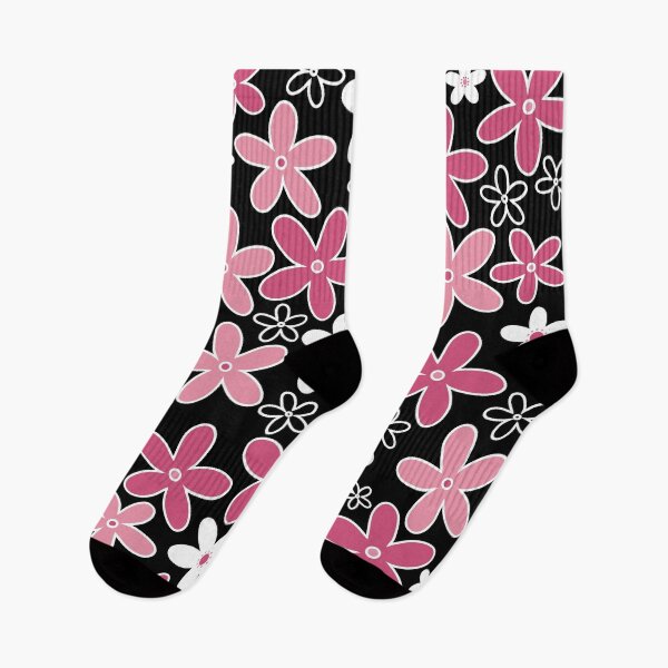 Item preview, 60's, 70's Vintage Flowers in Pink, Black and White designed and sold by MellowCat.