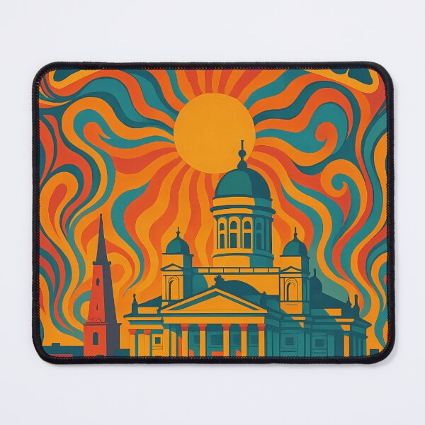 Item preview, Trippy Psychedelic Poster of Helsinki | Neon Nordic Aurora | Surreal Finnish Cityscape Art designed and sold by PaintedPixels01.