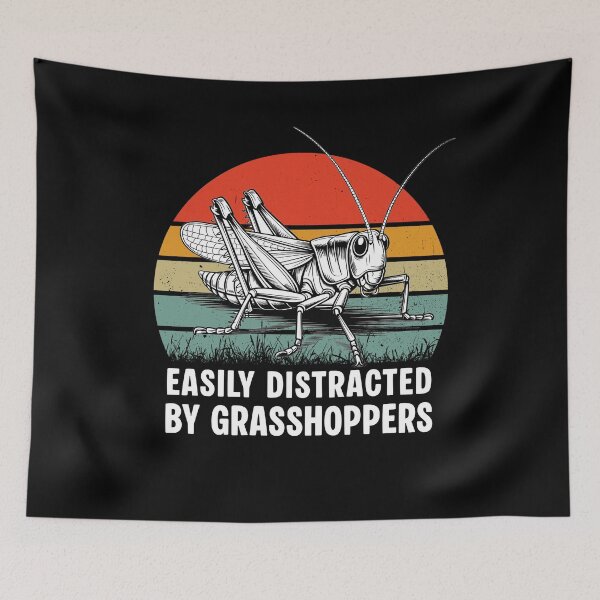 Item preview, Easily Distracted By Grasshoppers Vintage Retro Sunset Entomology designed and sold by Dmetalx Art Apparel.