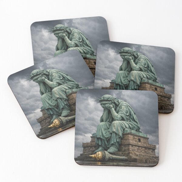 Item preview, Statue of Liberty Crying on Her Pedestal with Torch at Her Feet designed and sold by digital-savant.