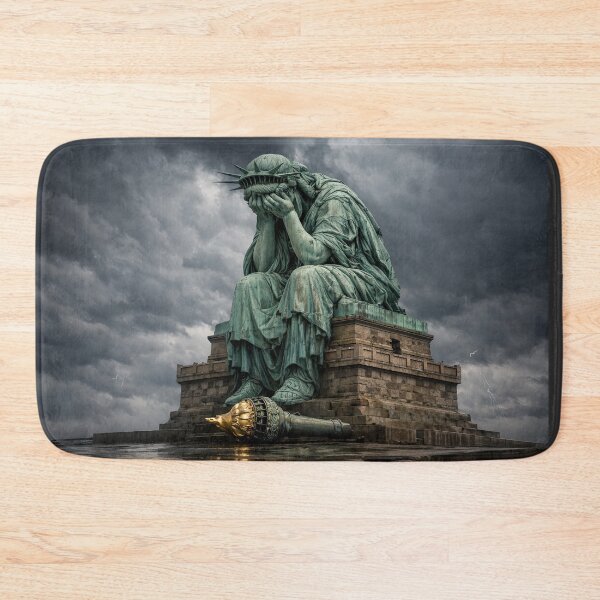 Item preview, Statue of Liberty Crying on Her Pedestal with Torch at Her Feet designed and sold by digital-savant.