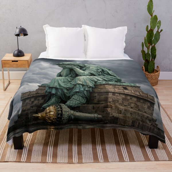 Item preview, Statue of Liberty Crying on Her Pedestal with Torch at Her Feet designed and sold by digital-savant.