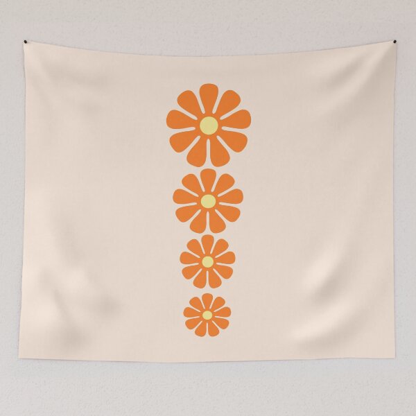 Item preview, 60's, 70's Retro Large Flowers in Orange and Cream Yellow Centers designed and sold by MellowCat.