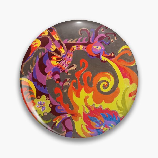 Item preview, Fire-breathing dragon , french, Modern folk flowers pattern in ukrainian style, samchykivka style designed and sold by Mevissart.