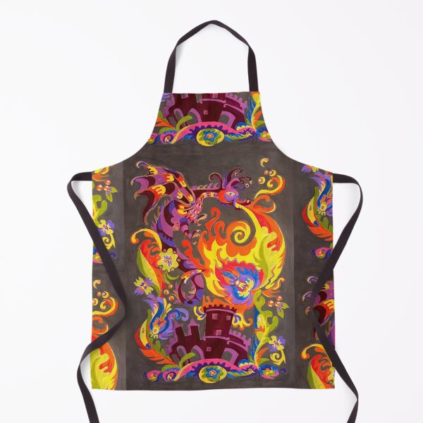 Item preview, Fire-breathing dragon , french, Modern folk flowers pattern in ukrainian style, samchykivka style designed and sold by Mevissart.