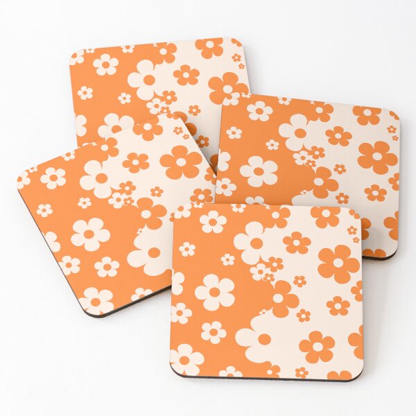Item preview, 60's Retro Pop Small Flowers in Orange and Cream designed and sold by MellowCat.