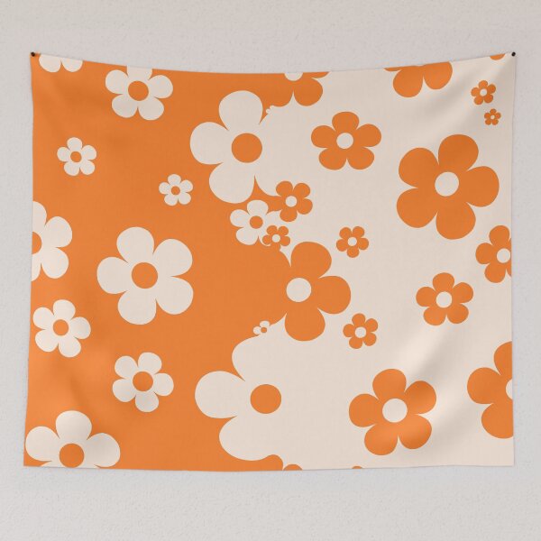 Item preview, 60's Retro Pop Small Flowers in Orange and Cream designed and sold by MellowCat.
