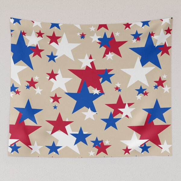 Item preview, Red, White and Blue Stars - Beige Background designed and sold by MellowCat.
