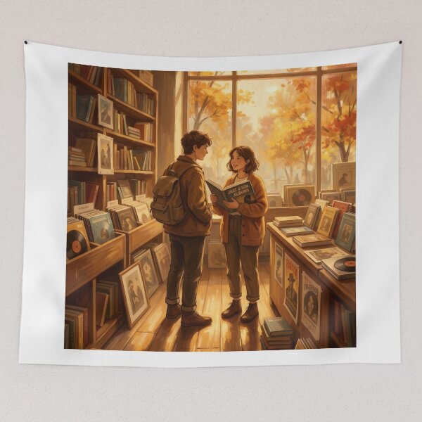 Item preview, Autumn Afternoon in the Record & Book Shop designed and sold by AbstractAuraArt.