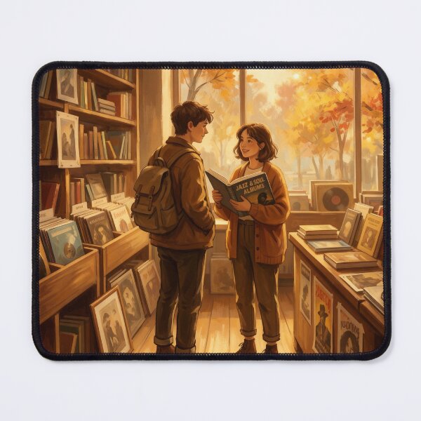 Item preview, Autumn Afternoon in the Record & Book Shop designed and sold by AbstractAuraArt.