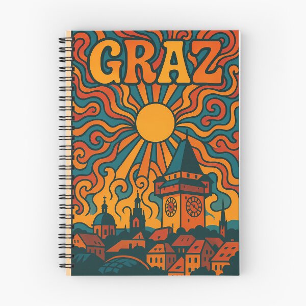 Item preview, Trippy Psychedelic Poster of Graz | Neon Schlossberg Tower | Surreal Austrian Cityscape Art designed and sold by PaintedPixels01.