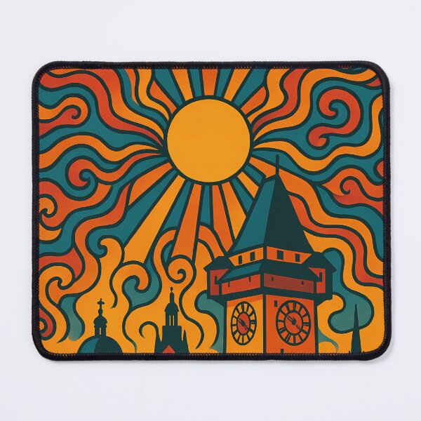 Item preview, Trippy Psychedelic Poster of Graz | Neon Schlossberg Tower | Surreal Austrian Cityscape Art designed and sold by PaintedPixels01.