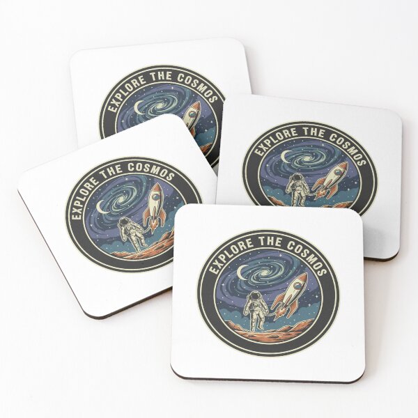 Item preview, Explore The Cosmos - Vintage Astronaut and Retro Rocket Space Badge designed and sold by Nomadic-Prints.