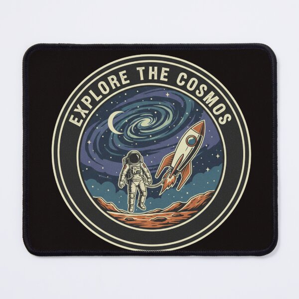 Item preview, Explore The Cosmos - Vintage Astronaut and Retro Rocket Space Badge designed and sold by Nomadic-Prints.