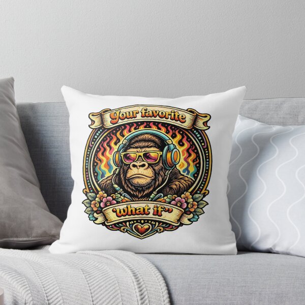 Item preview, What If Gorilla Headphones Retro 70s Disco Mascot  designed and sold by t-patterns.