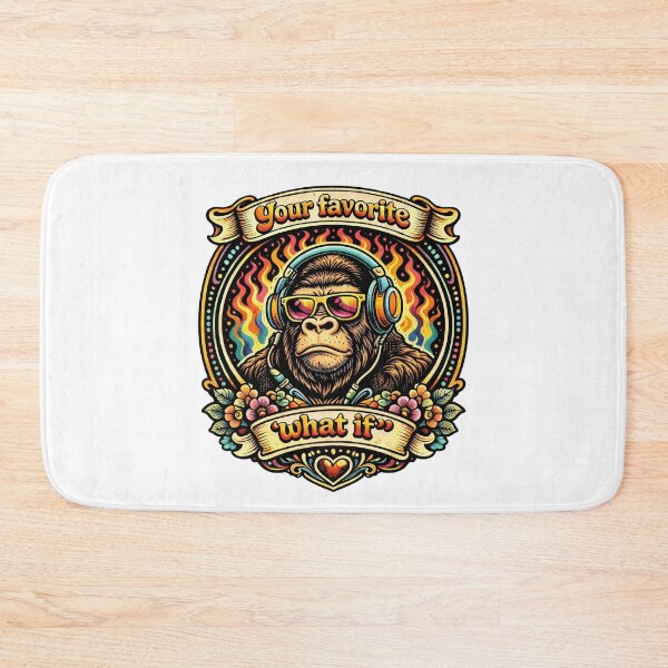 Item preview, What If Gorilla Headphones Retro 70s Disco Mascot  designed and sold by t-patterns.