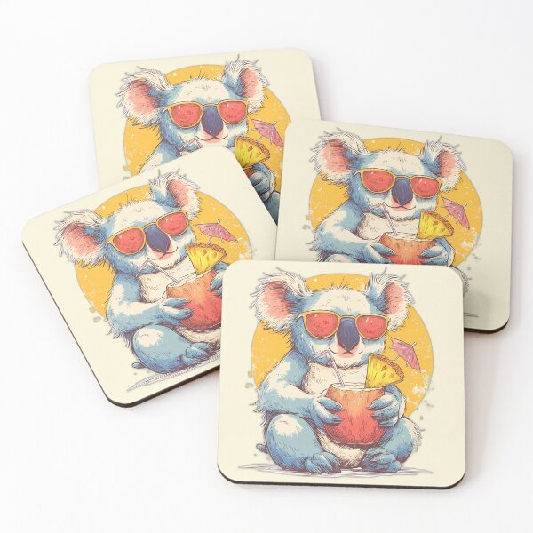 Item preview, Koala in Sunglasses with Coconut Cocktail – Retro Tropical Beach Vibes designed and sold by Beachy Beasts.