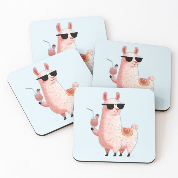 Item preview, Cool Llama with Sunglasses & Strawberry Cocktail – Funny Summer Vibes designed and sold by Beachy Beasts.