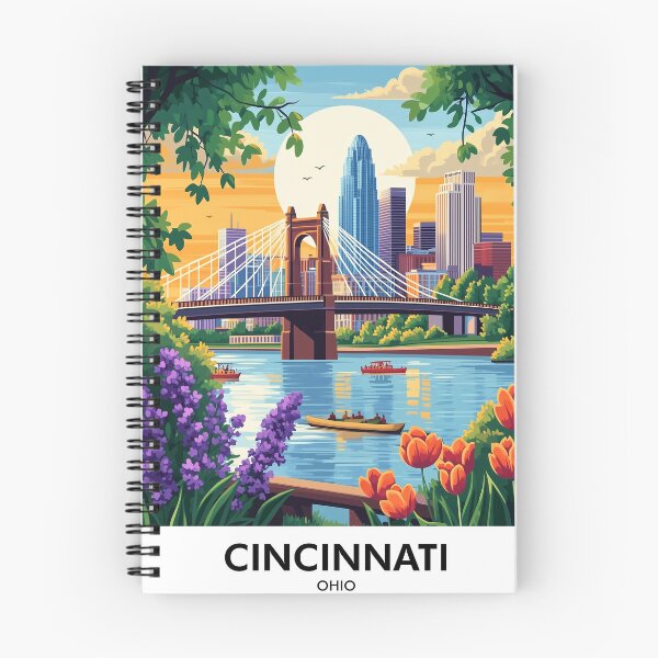 Item preview, Cincinnati Ohio Retro Travel Print designed and sold by HomeLivingCo.