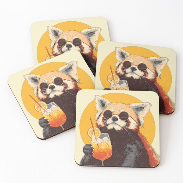 Item preview, Cool Red Panda with Sunglasses & Orange Cocktail – Tropical Summer Vibes designed and sold by Beachy Beasts.