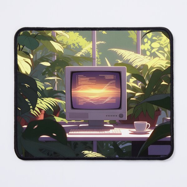 Item preview, Retro Greenhouse Office – Vaporwave CRT Monitor in Jungle designed and sold by LuxeBuzz.