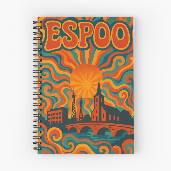 Item preview, Trippy Psychedelic Poster of Espoo | Neon Finnish Nature & City Fusion | Surreal Scandinavian Cityscape Art designed and sold by PaintedPixels01.